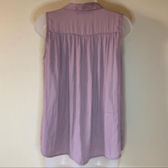 Ann Taylor LOFT - Light Plum Henley Shell w/ Gathered Drape Shoulders - Sz. SP - Picture 2 of 5